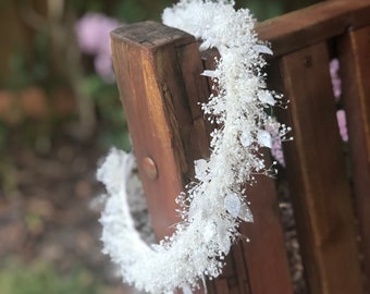 White baby breath crown,First Communion Crown, Flower Girl Floral