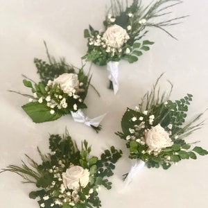 White rose    boutonniere/wedding boutonnière-Preserved flowers boutonniere