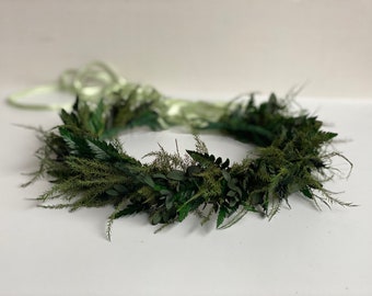 Greenery Floral crown-Eucalyptus and fern wreath-wedding greenery crowns