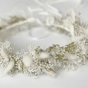 White dried flowers Wreath;Wedding florals, Dried baby breath crown;Rustic wedding accessories
