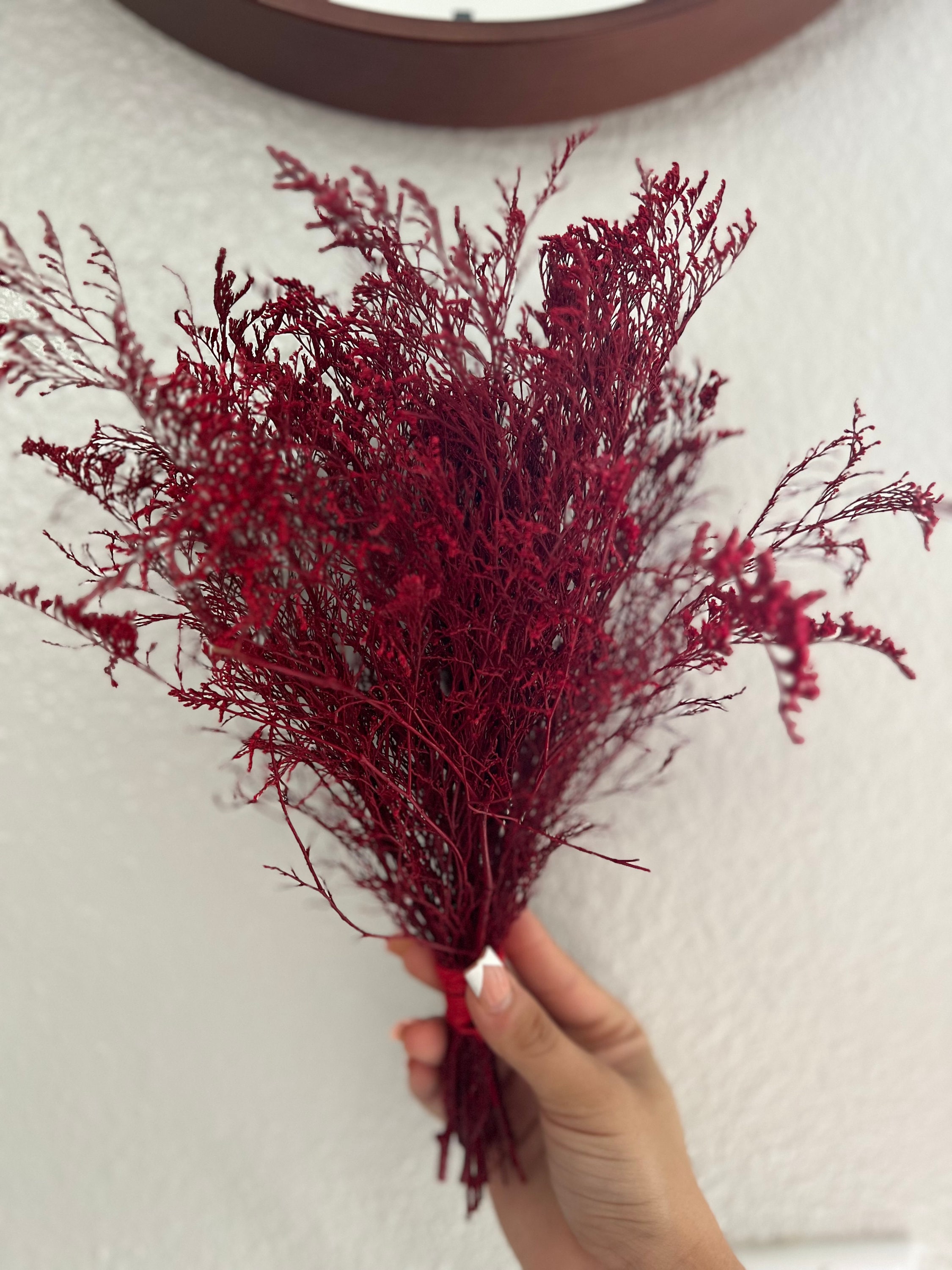 Red  preserved Caspia, Dried Flowers Bunch, Dried bunch table decorations,Home Decor- wedding, wedding decor, Preserved flowers