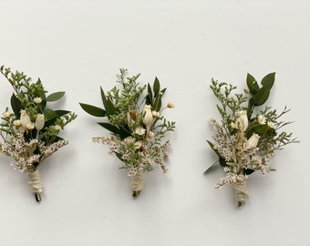 Dried flowers Boutonnières,Favor gift topper;Tables-plates decoration;Greenery bouquet;Eucaliptus