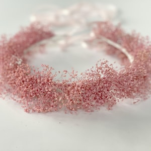Pink  Dried Baby breath Wreath, Flower Girl Floral wreath,Pink wedding accessories