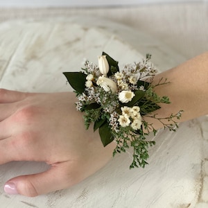 Greenery wrist corsage ,Wedding corsage;Mother day gift,Preserved flowers