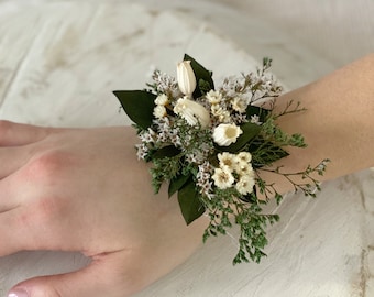 Grüne Handgelenk Corsage, Hochzeit Corsage; Muttertagsgeschenk, konservierte Blumen