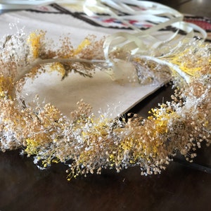 Rustic dried flowers Wreath, Dried Baby breath Wreath, Natural colors Wreath,Flower Girl Wreath