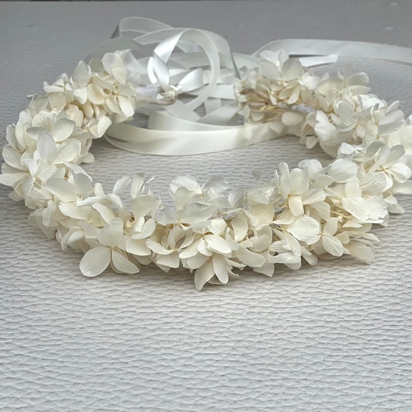 White hydrangea Floral crown-First communion headband-Wedding white floral