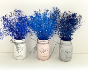 Blue Painted Dried Baby's Breath Bunch: Craft & Decor