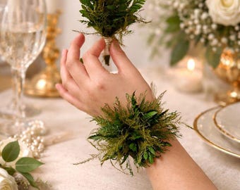 Greenery wrist corsage ,Wedding corsage;Mother day gift,Preserved flowers