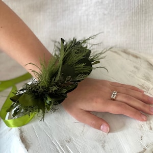 Eucalyptus and greenery wrist corsage-Wedding wrist corsage