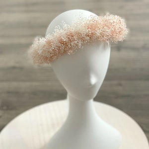 White and Blush Floral Wreath-Wedding Floral Crown-Baby breath flowers -Dried flowers floral headpiece- wedding floral- Flower Girl Crown