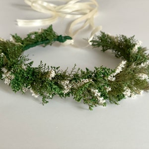 Greenery floral Wreath-Wedding floral Crown-Tie back flower girl Wreath