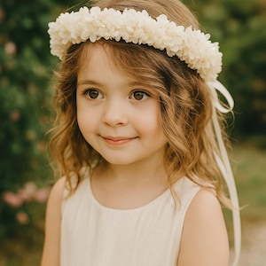 White Preserved Hydrangea Flower Crown – Dried Floral Halo for Bride, Flower Girl, or Photoshoot | Boho Wedding Headpiece