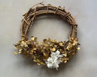 Gold Mini Dried Flower Wreath 7&quot;-Wall hanger/Home Decor/Wedding Decor-Christmas Wreath/Gift/Best Friend/Surprise/Door Hanging