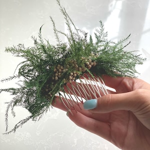 Greenery  floral hair comb-preserved fern hair comb-Wedding hair comb