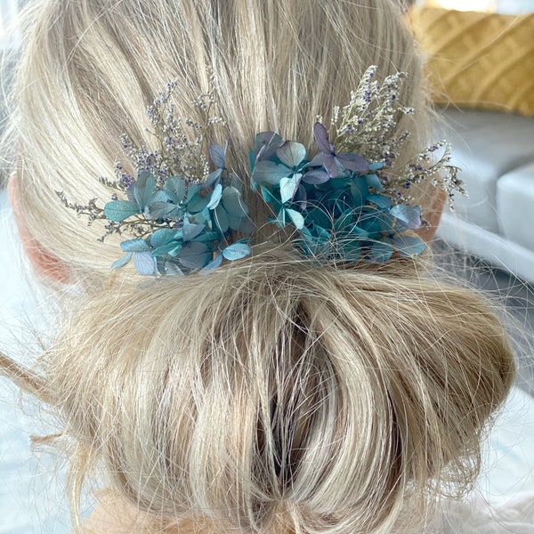 Épingles à cheveux de mariage bleus, épingles à cheveux de mariée bleu sarcelle, épingles à cheveux bleues, quelque chose de bleu, couronne de fleurs, barrettes à cheveux, épingles à cheveux florales