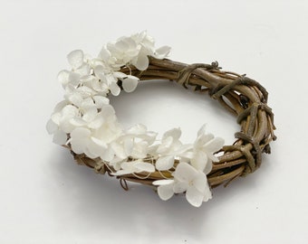 White Miniwreath -Floral  Gift  Floral-4'' Wreath -White Hydrangea wreath