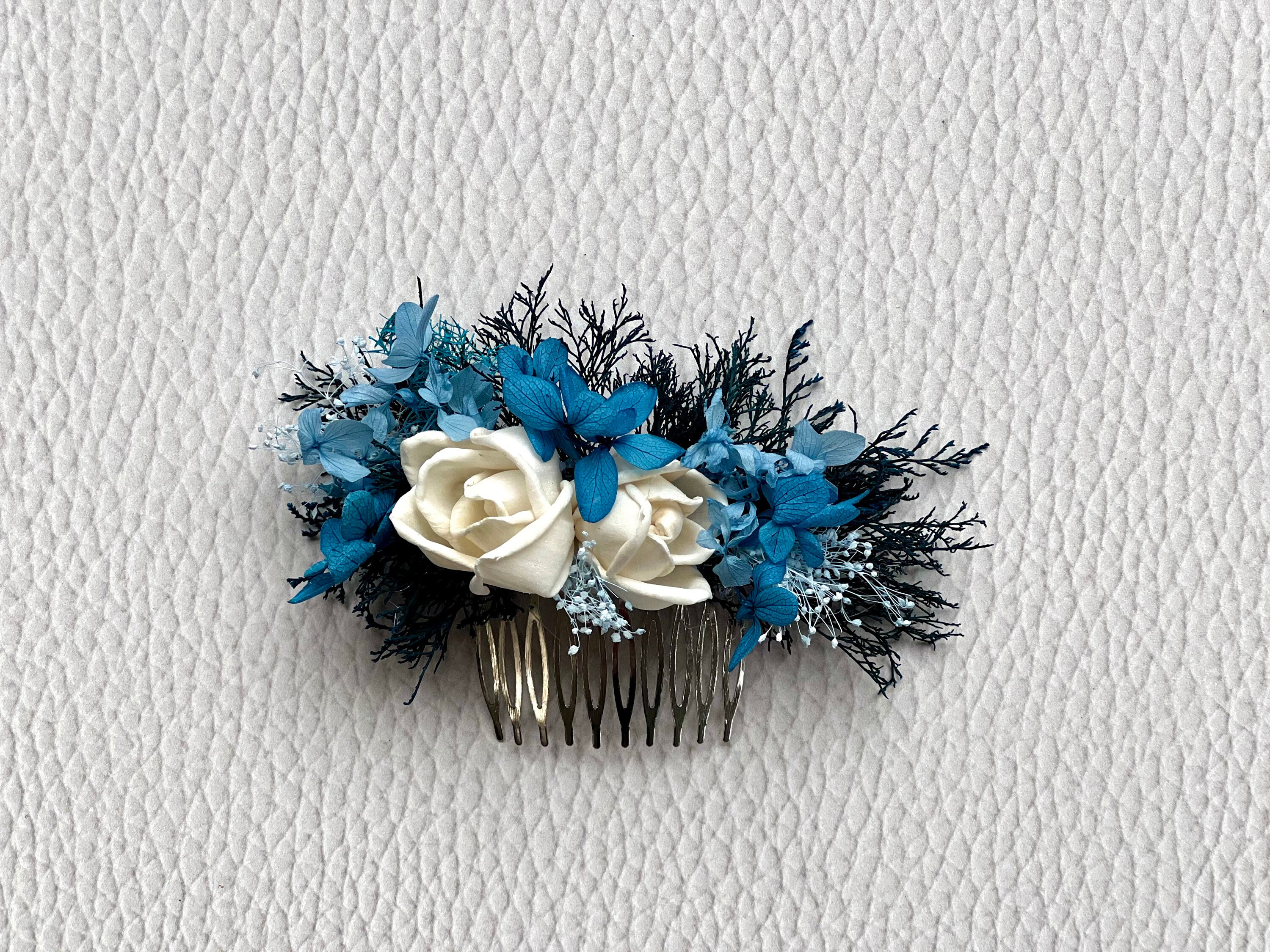 Blue Dried Flowers Hair Pin/bridal Hair Pin/blue Flowers Hair Etsy
