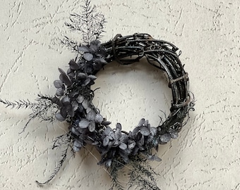 Black Miniwreath - Modern Farm house Decor-Floral Gift Floral-4&#39;&#39; Wreath -Black  Hydrangea  home decor wreath