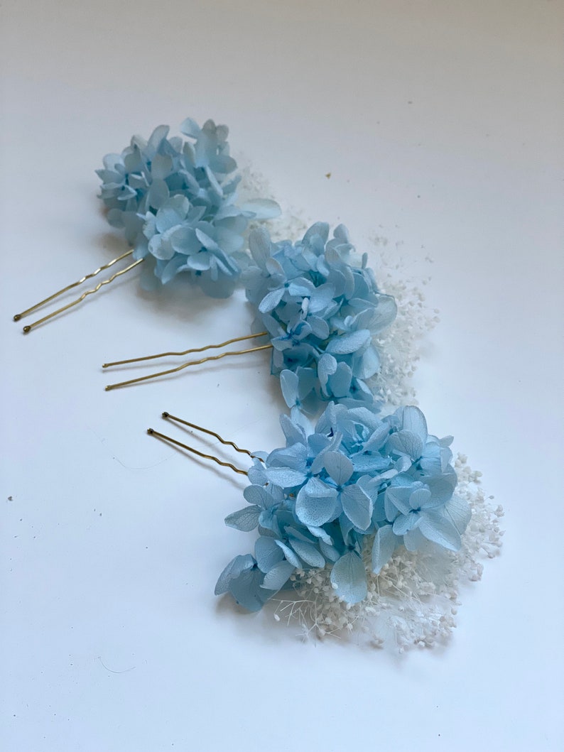 White Wedding Hair Pins Bridal White Hair Pins Blue Hair Etsy