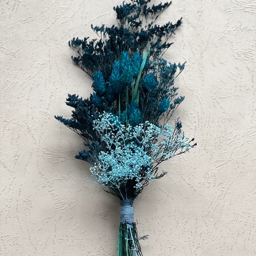 Medium Dried Flower Bouquet blue Mini Bouquet small Dried Etsy