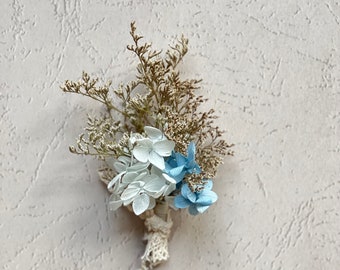 Blue Wedding boutonniere-Dried flowers boutonnière-Something Blue-Gift topper-Favor Gift