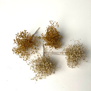Alfileres de cabello de aliento de bebé de oro-Pin de cabello Gypsophila brillante- púas de cabello de boda / novia-Primera Comunión Pin de cabello-Cabello de niña de flores
