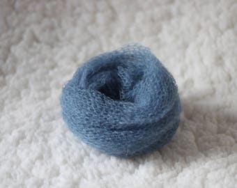 denim knit new born mohair wrap, new born wrap