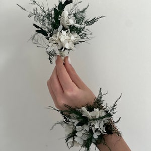 Greenery wrist corsage ,Wedding corsage;Mother day gift,Preserved flowers