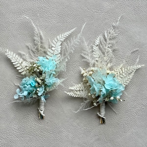 dried flowers boutonnière-Beach wedding boutonniere-blue corsage and boutonniere