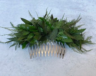 Preserved Greenery  hair comb ,Bridal Hair Comb,Dried flowers hair comb,Bridal floral hair comb