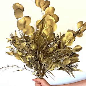 GOLD eucalyptus bouquet-Gold bouquet-gold preserved flowers-Eucalyptus bouquet