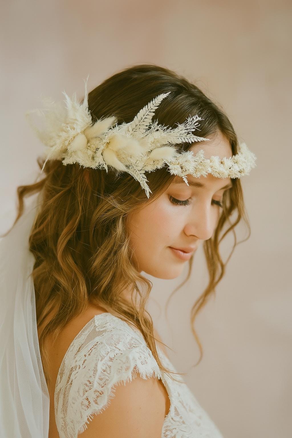 Boho Dried Flower Bridal Crown