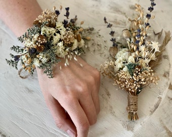 Natural Shades floral wedding boutonniere-Prom Corsage ,Gift topper bouquets, dried flowers boutonniere