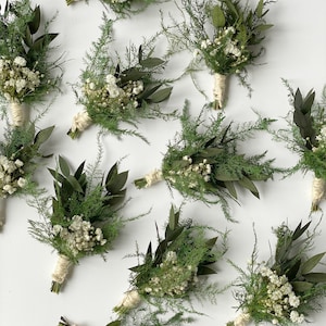 Sage green Boutonnieres Dried flowers Boutonnières,Favor gift topperTables-plates decoration image 1