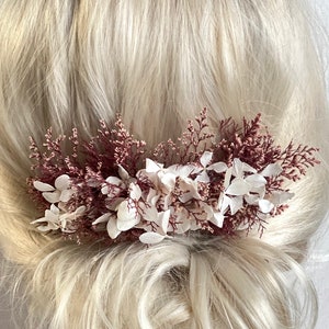 Pink  Dried flowers  Hair comb-Greenery hair comb-Preserved flowers Wedding hair Comb