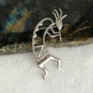 Vintage Sterling Silver 925 2.5&quot; Southwest Hopi Kokopelli Flute Player Brooch 9.95g Kokopelli Jewelry