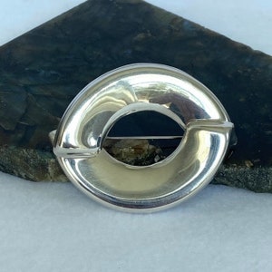 Vintage Sterling Silver 925 2.41&quot; Polished Abstract Mexico Modernist Puffy Brooch 20g