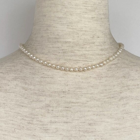 Freshwater Cream 5mm Pearl 18" Oxidized Sterling … - image 6