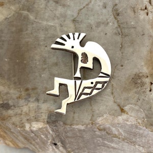 Vintage Sterling Silver 925 1.5&quot; Southwest Style Kokopelli Flute Player Brooch Pin Fertility God Storyteller Brooch
