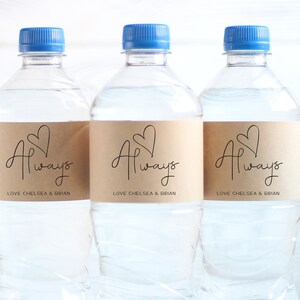 Love Always - Wedding Water Bottle Labels, Wedding Welcome Bag, Personalized Favors, Rustic Kraft Labels, Wedding Stickers