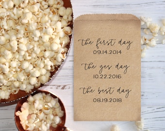 First Day, Yes Day, Best Day - Wedding Popcorn Bags, Wedding Dessert Bar, Wedding Decor, Dessert Table, Candy Station, Wedding Kraft Bags