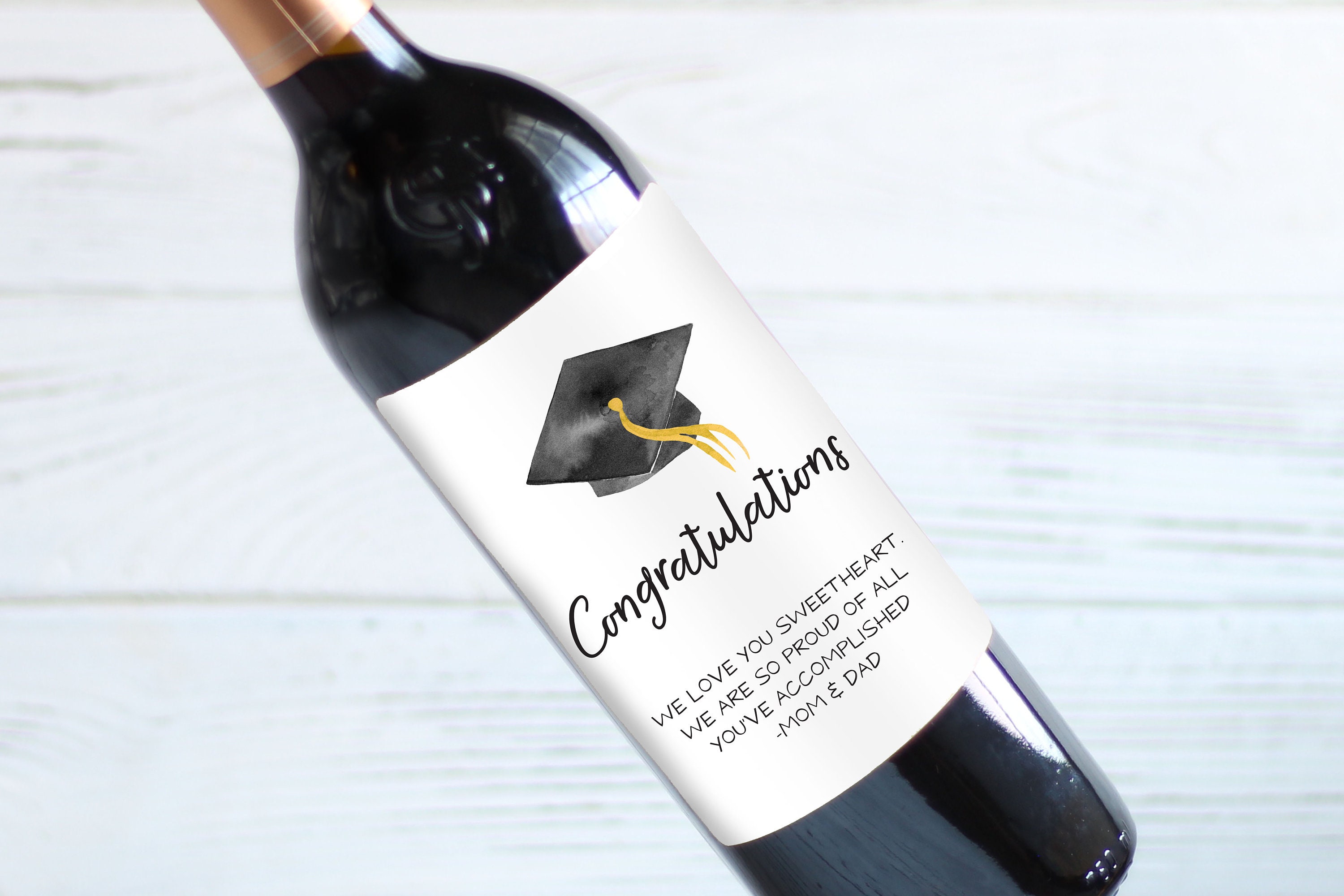 Graduation Wine Bottle Label Congratulations Grad Grad Cap Etsy