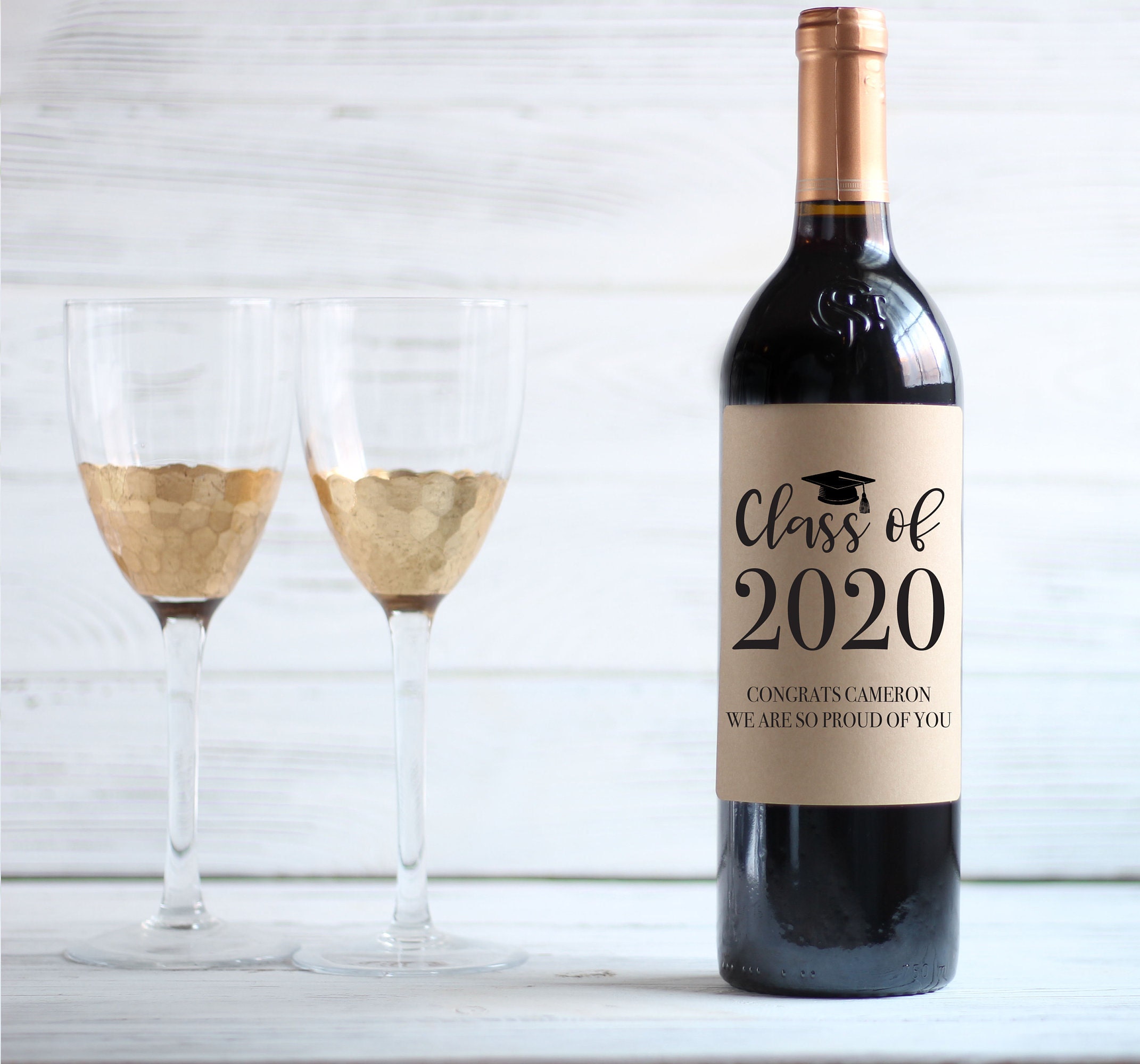 Graduation Wine Bottle Label - CLASS OF 2020, Graduation Card, Graduation Gift, Congrats Grad, Personalized