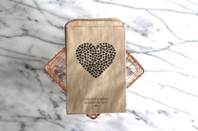 Popcorn Kernel Heart Wedding Popcorn Bags Engagement Etsy