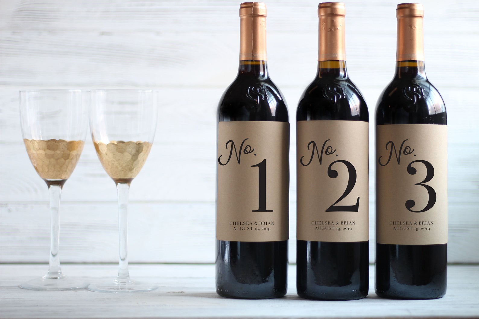 Table Number Wine Bottle Labels Kraft Labels Wedding Table Etsy