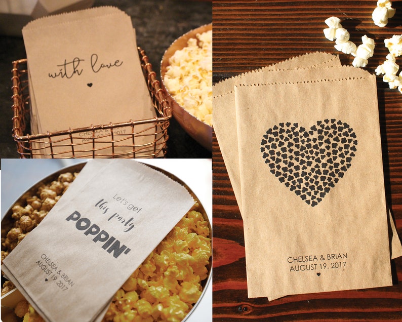 Assorted Wedding Popcorn Bags Wedding Treat Bag Wedding Etsy