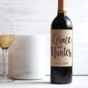 Personalized Groom and Bride - Wine Bottle Labels, Kraft Labels, Engagement Party, Engagement Gift, Engagement Card