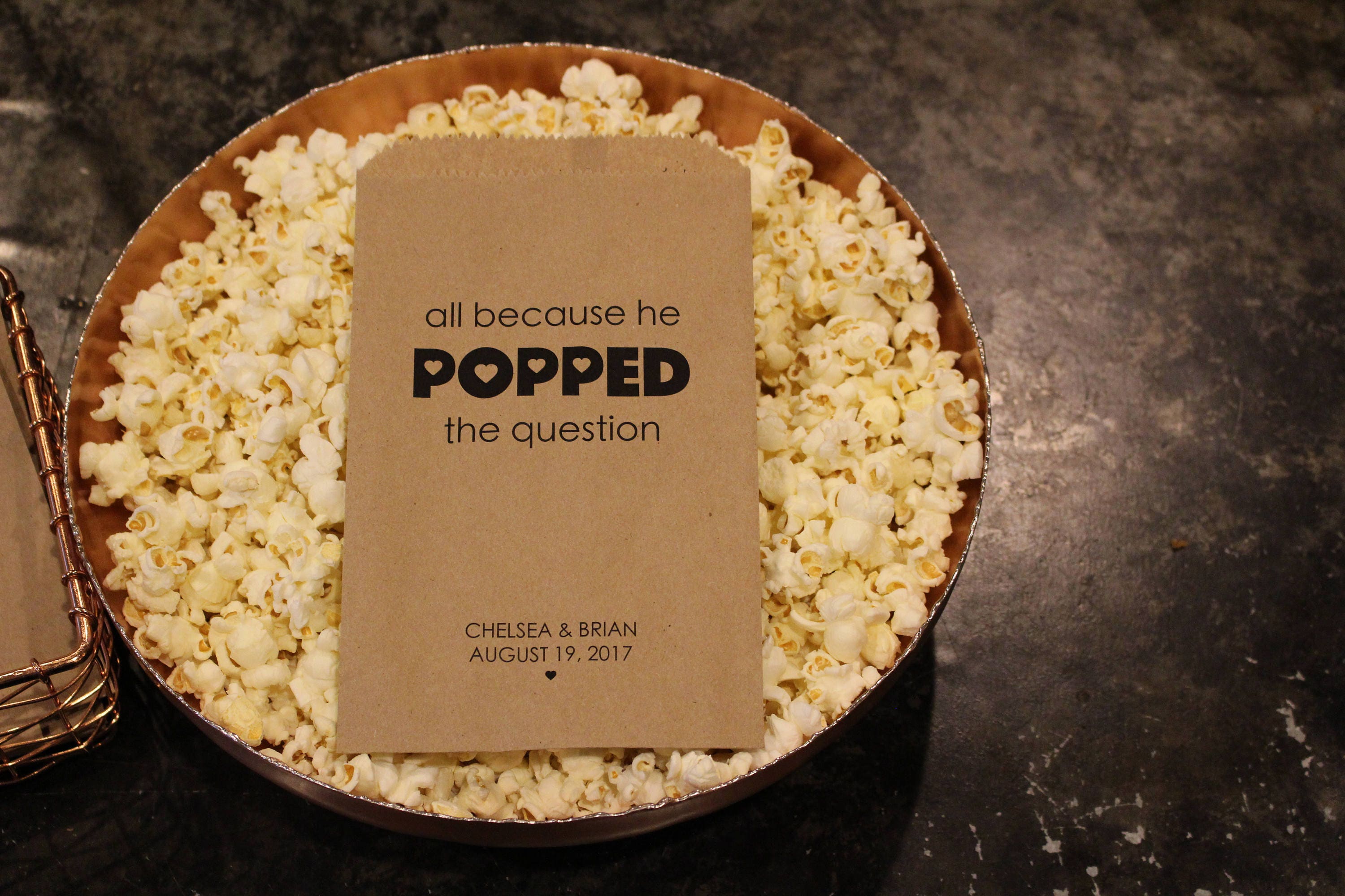 All Because He Popped the Question Wedding Popcorn Bags | Etsy