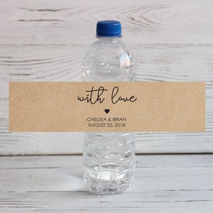 WITH LOVE Wedding Welcome Bag, Wedding Water Bottle Labels, Personalized Favors, Rustic Kraft Labels, Wedding Stickers image 7